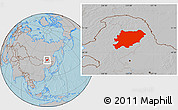 Gray Location Map of Oroqen Zizhiqi, hill shading