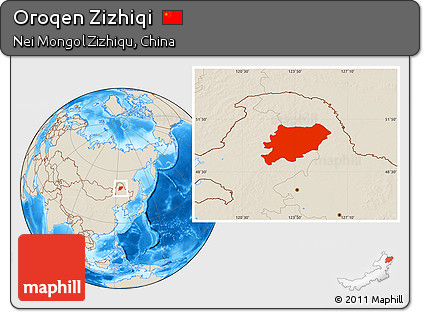 Shaded Relief Location Map of Oroqen Zizhiqi