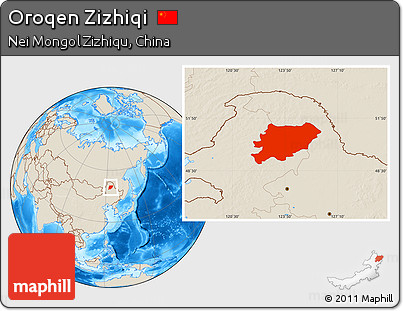 Shaded Relief Location Map of Oroqen Zizhiqi
