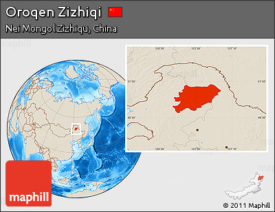 Shaded Relief Location Map of Oroqen Zizhiqi