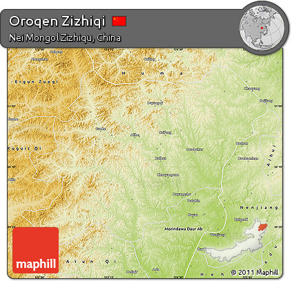Physical Map of Oroqen Zizhiqi