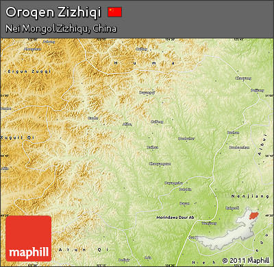 Physical Map of Oroqen Zizhiqi