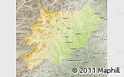 Physical Map of Oroqen Zizhiqi, semi-desaturated