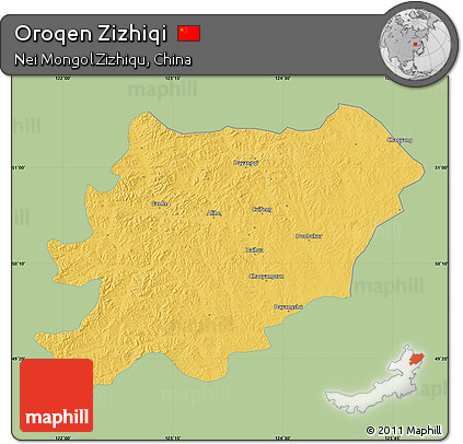 Savanna Style Map of Oroqen Zizhiqi, single color outside