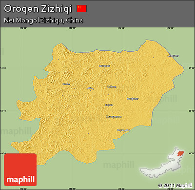 Savanna Style Map of Oroqen Zizhiqi, single color outside