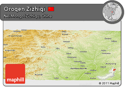 Physical Panoramic Map of Oroqen Zizhiqi
