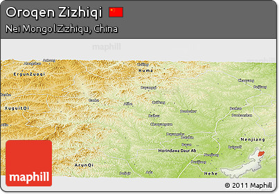 Physical Panoramic Map of Oroqen Zizhiqi