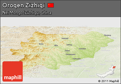 Physical Panoramic Map of Oroqen Zizhiqi, lighten