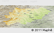 Physical Panoramic Map of Oroqen Zizhiqi, semi-desaturated
