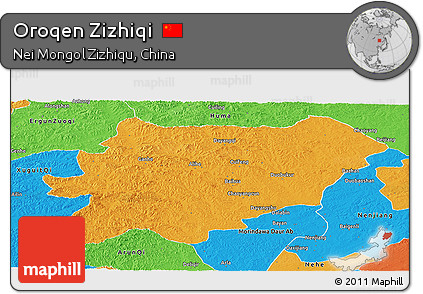 Political Panoramic Map of Oroqen Zizhiqi