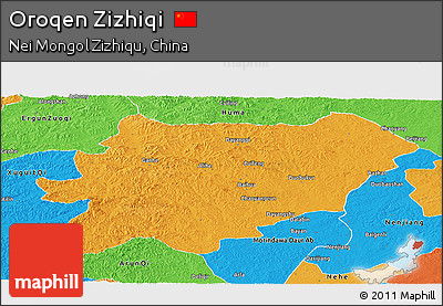 Political Panoramic Map of Oroqen Zizhiqi