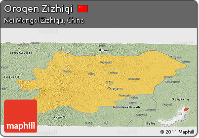 Savanna Style Panoramic Map of Oroqen Zizhiqi