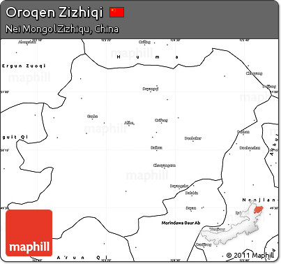 Blank Simple Map of Oroqen Zizhiqi