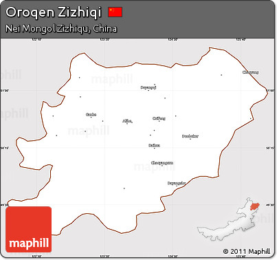 Classic Style Simple Map of Oroqen Zizhiqi, cropped outside