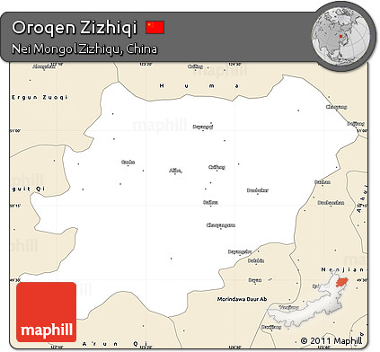 Classic Style Simple Map of Oroqen Zizhiqi