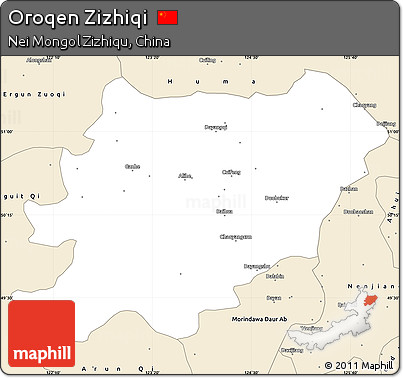 Classic Style Simple Map of Oroqen Zizhiqi