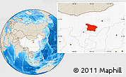 Shaded Relief Location Map of Otog Qi, highlighted country