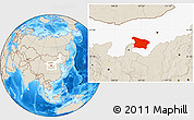 Shaded Relief Location Map of Otog Qi, highlighted parent region