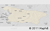 Shaded Relief Panoramic Map of Otog Qi, desaturated