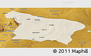 Shaded Relief Panoramic Map of Otog Qi, physical outside