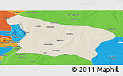 Shaded Relief Panoramic Map of Otog Qi, political outside