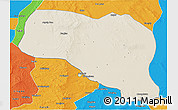 Shaded Relief 3D Map of Otog Qianqi, political outside