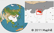 Satellite Location Map of Otog Qianqi, highlighted country, highlighted parent region