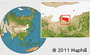 Satellite Location Map of Otog Qianqi, highlighted parent region