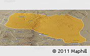 Physical Panoramic Map of Otog Qianqi, semi-desaturated