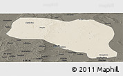 Shaded Relief Panoramic Map of Otog Qianqi, darken