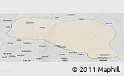 Shaded Relief Panoramic Map of Otog Qianqi, desaturated