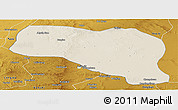 Shaded Relief Panoramic Map of Otog Qianqi, physical outside