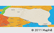 Shaded Relief Panoramic Map of Otog Qianqi, political outside