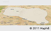 Shaded Relief Panoramic Map of Otog Qianqi, satellite outside