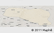 Shaded Relief Panoramic Map of Otog Qianqi, semi-desaturated