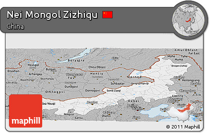 Gray Panoramic Map of Nei Mongol Zizhiqu