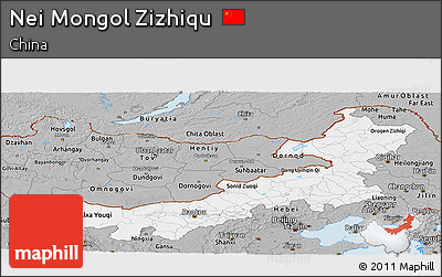 Gray Panoramic Map of Nei Mongol Zizhiqu