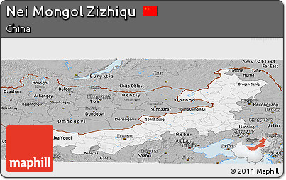 Gray Panoramic Map of Nei Mongol Zizhiqu
