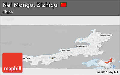 Gray Panoramic Map of Nei Mongol Zizhiqu, single color outside