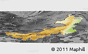 Physical Panoramic Map of Nei Mongol Zizhiqu, darken, desaturated