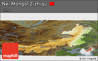 Physical Panoramic Map of Nei Mongol Zizhiqu, darken