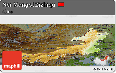 Physical Panoramic Map of Nei Mongol Zizhiqu, darken