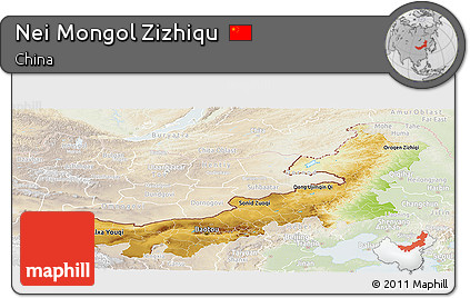 Physical Panoramic Map of Nei Mongol Zizhiqu, lighten