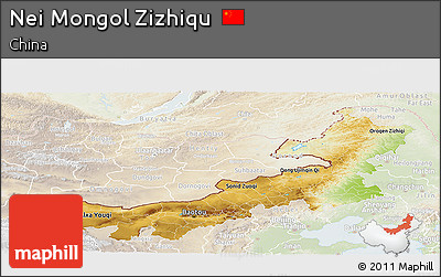 Physical Panoramic Map of Nei Mongol Zizhiqu, lighten