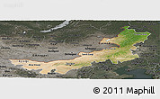 Satellite Panoramic Map of Nei Mongol Zizhiqu, darken, semi-desaturated