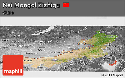 Satellite Panoramic Map of Nei Mongol Zizhiqu, desaturated