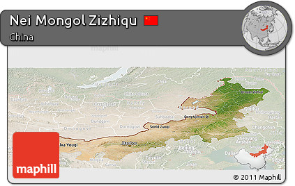Satellite Panoramic Map of Nei Mongol Zizhiqu, lighten