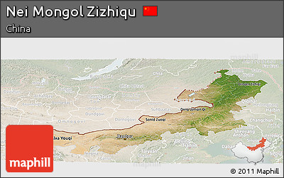 Satellite Panoramic Map of Nei Mongol Zizhiqu, lighten