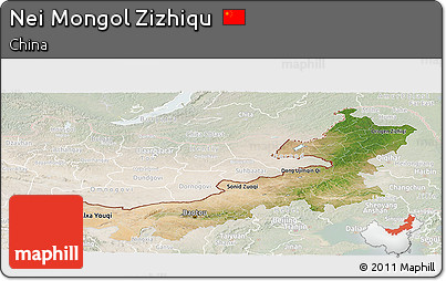Satellite Panoramic Map of Nei Mongol Zizhiqu, lighten