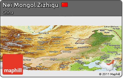 Satellite Panoramic Map of Nei Mongol Zizhiqu, physical outside